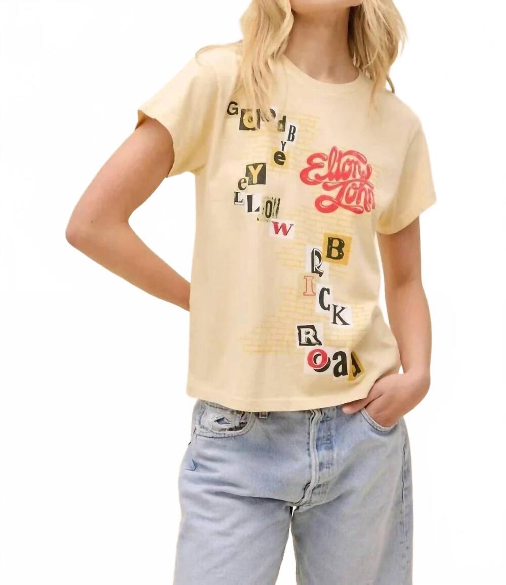 NEW DAYDREAMER women's elton john goodbye brick road tour tee in butter yellow